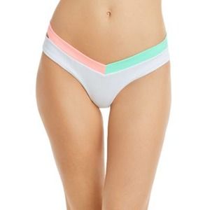 Peixoto Ladies White & Neon "Jolie" V-Cut Bikini Bottoms, Size Medium, NWT!